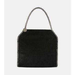 Stella McCartney Falabella Tote gunmetal  signature silver diamond-cut chain.
